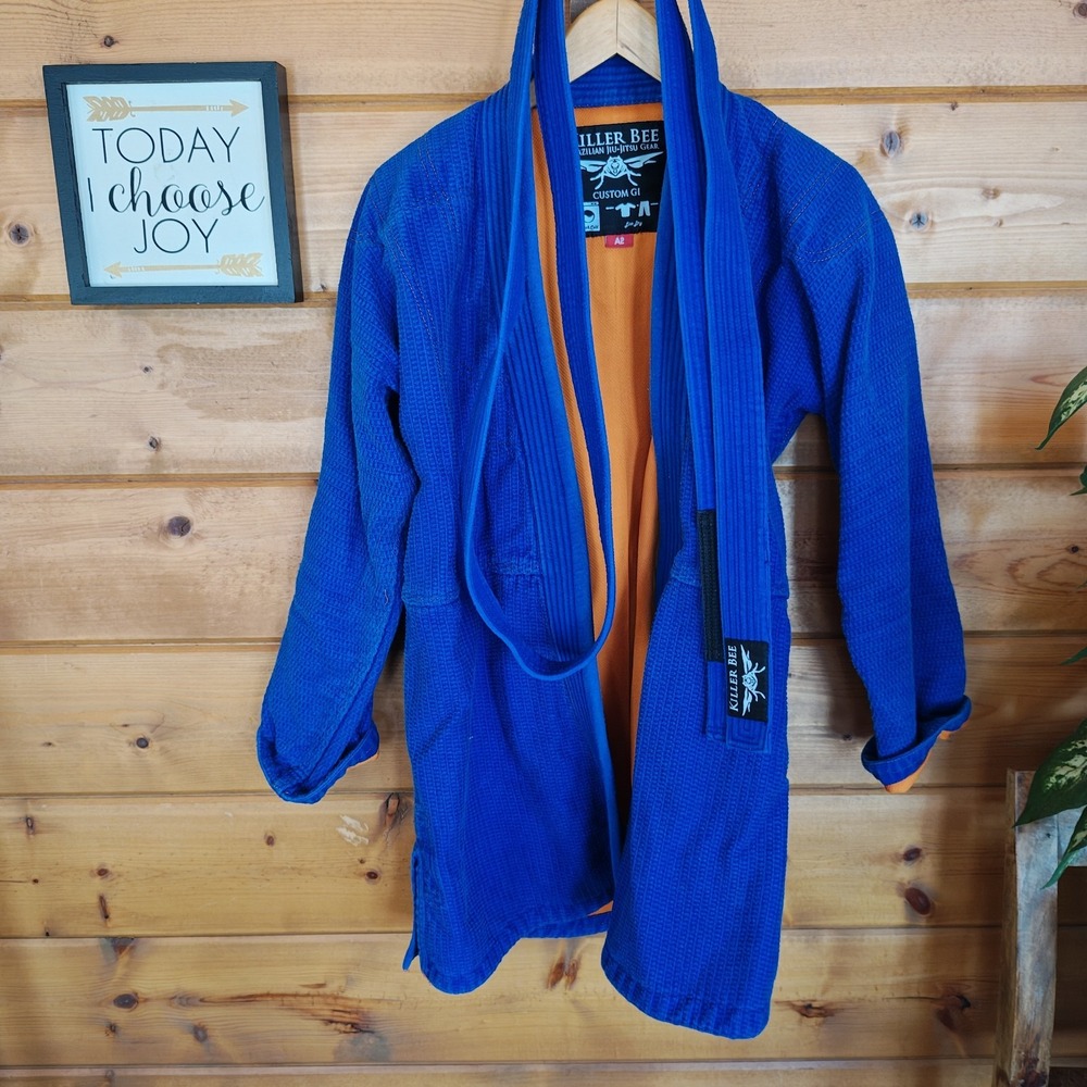 Brazilian Jiu Jitsu Kimono Killer Bee Adult Size A2‎ Medium Large Blue Orange J2
